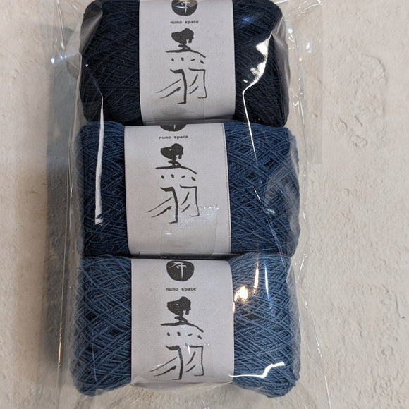 黒羽セレクト手染め糸10g3色セットselected hand-dyed thread set